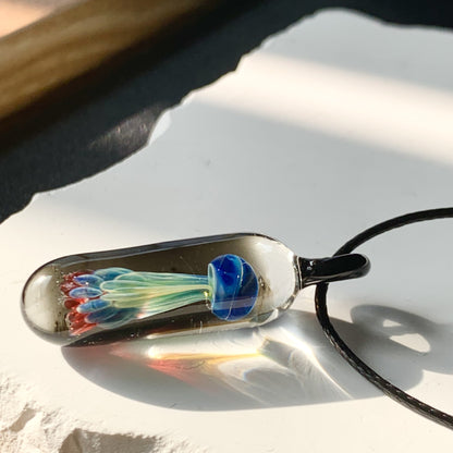 🌊Handmade Fused Glass Jellyfish Necklace