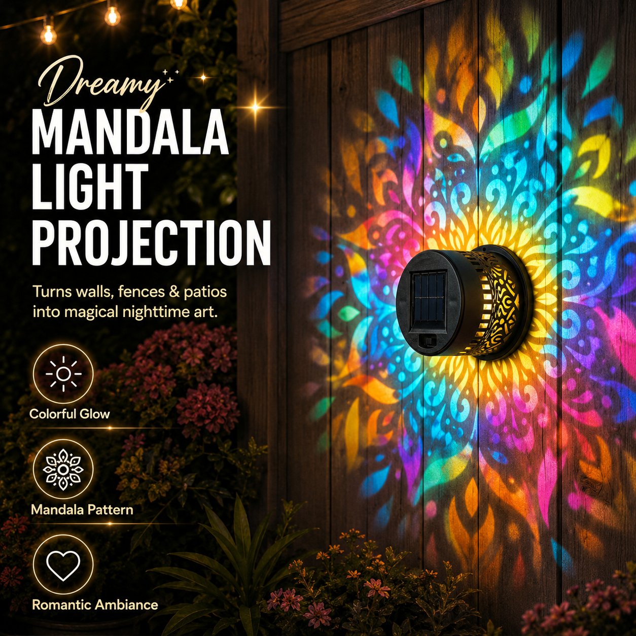 ☀️ Solar Mandala Light for Garden & Patio