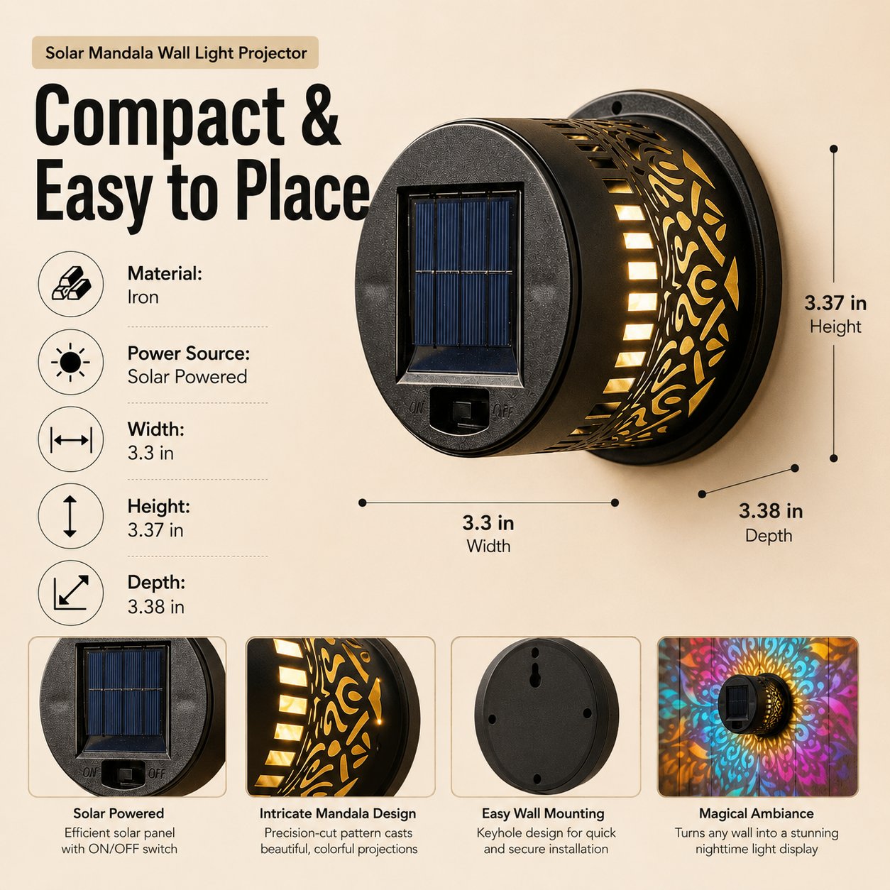 ☀️ Solar Mandala Light for Garden & Patio