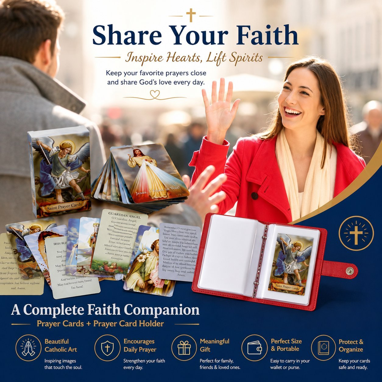 ✝️ Catholic Genuine Leather Holy Card Holder