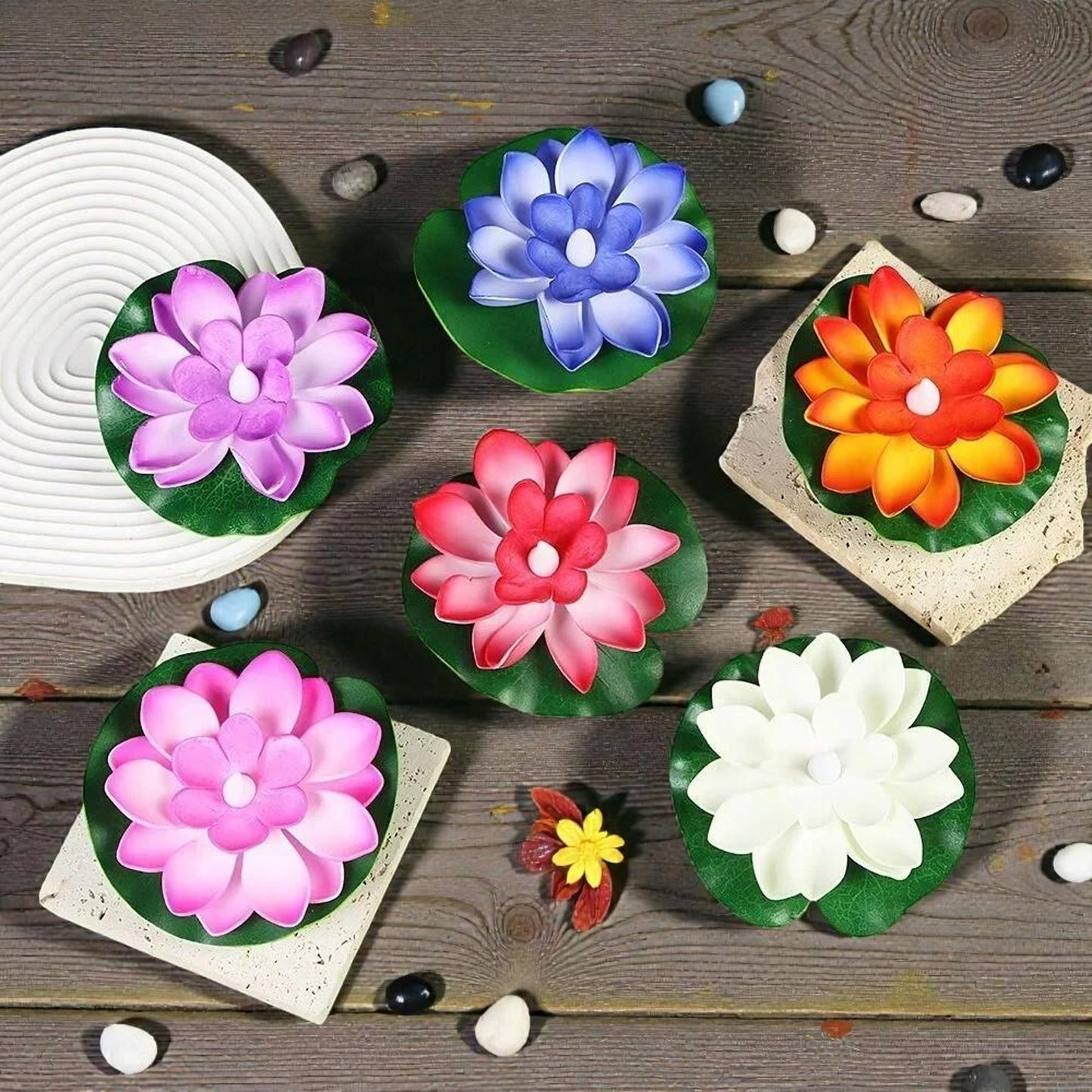 6PCS Floating LED Lotus Flower Lights