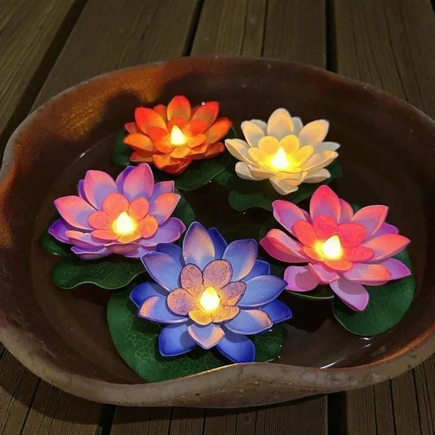 6PCS Floating LED Lotus Flower Lights