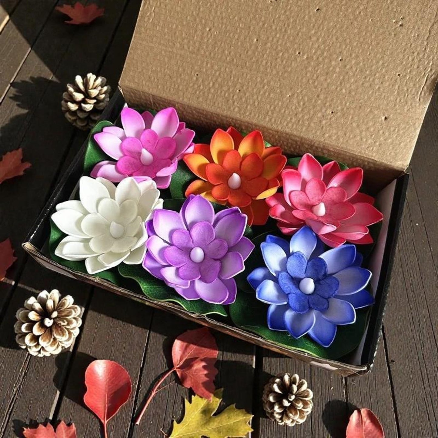 6PCS Floating LED Lotus Flower Lights