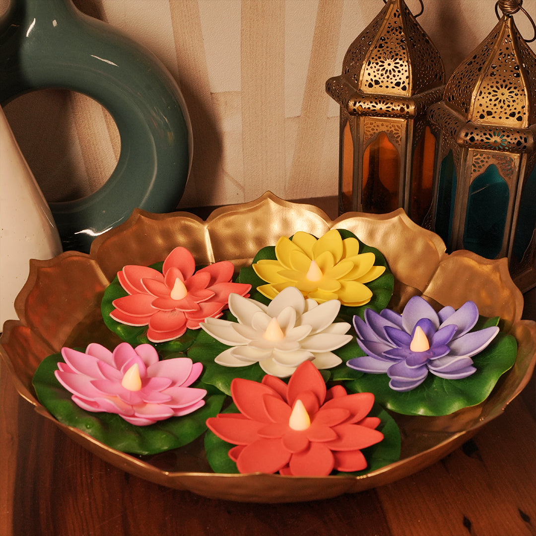 6PCS Floating LED Lotus Flower Lights