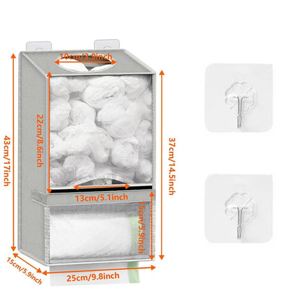 🛍️ 2-in-1 Extra Large Plastic Bag Holder – 🧺 Wall Mount Kitchen Organizer with Built-in Trash Bag Dispenser – Holds 60+ Bags, Oxford Cloth