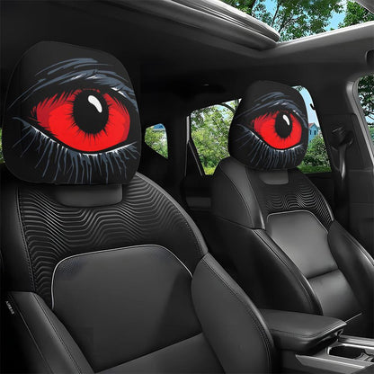 2pcs Red Devil's Eye Car Headrest Covers