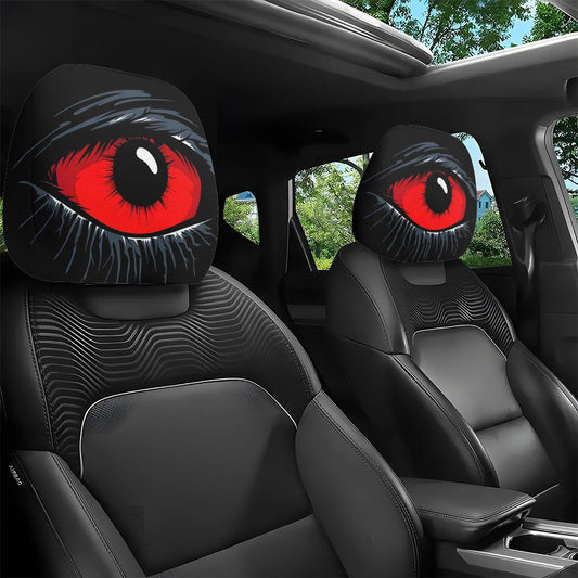 2pcs Red Devil's Eye Car Headrest Covers