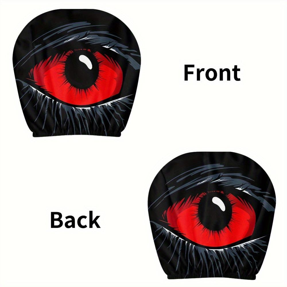 2pcs Red Devil's Eye Car Headrest Covers