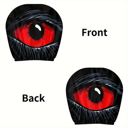 2pcs Red Devil's Eye Car Headrest Covers