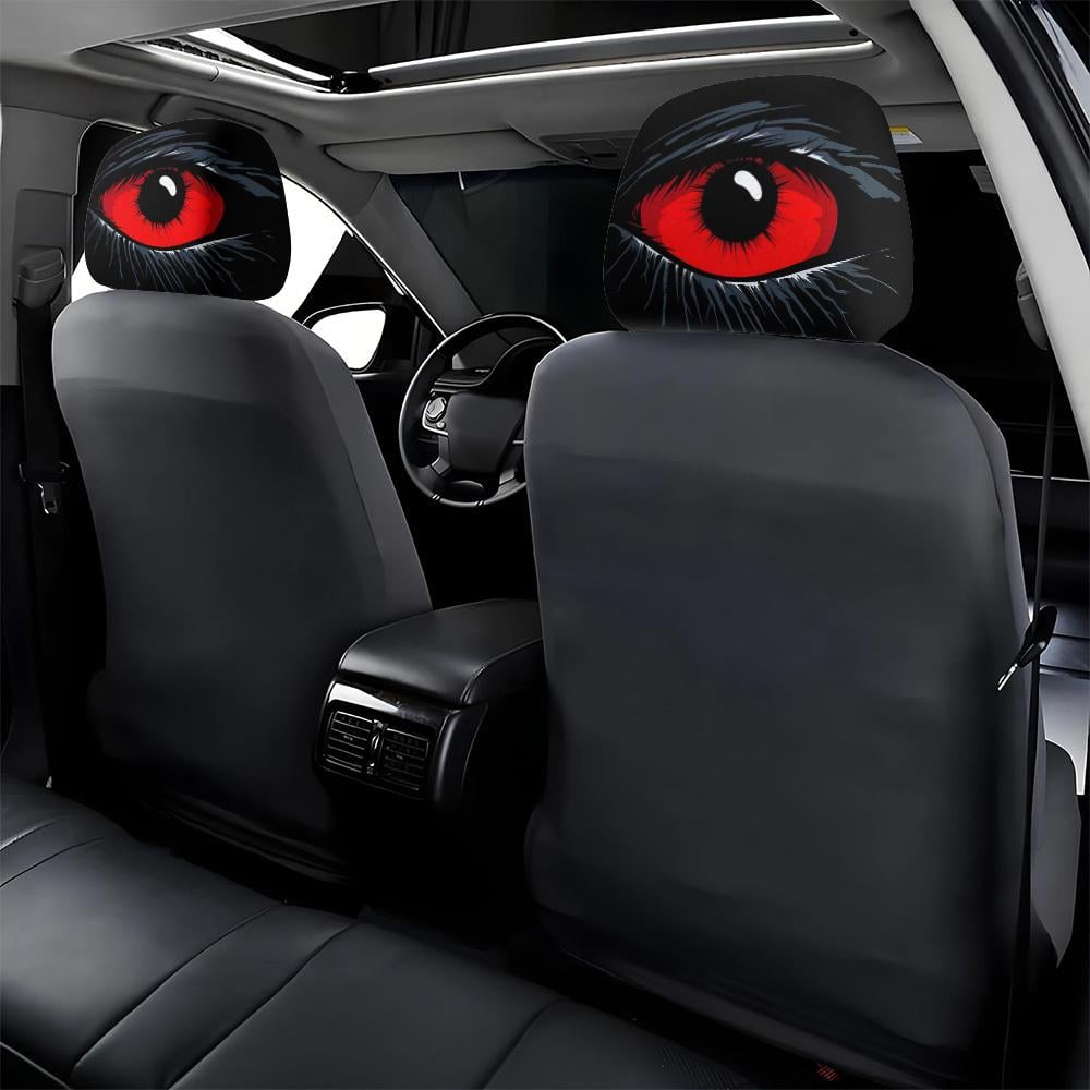 2pcs Red Devil's Eye Car Headrest Covers