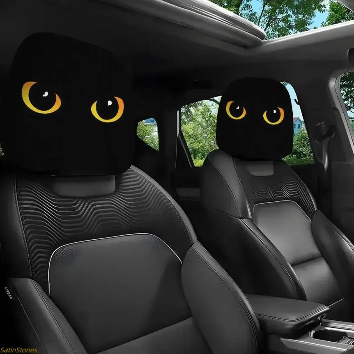 2pcs Red Devil's Eye Car Headrest Covers
