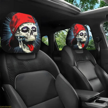 2pcs Red Devil's Eye Car Headrest Covers