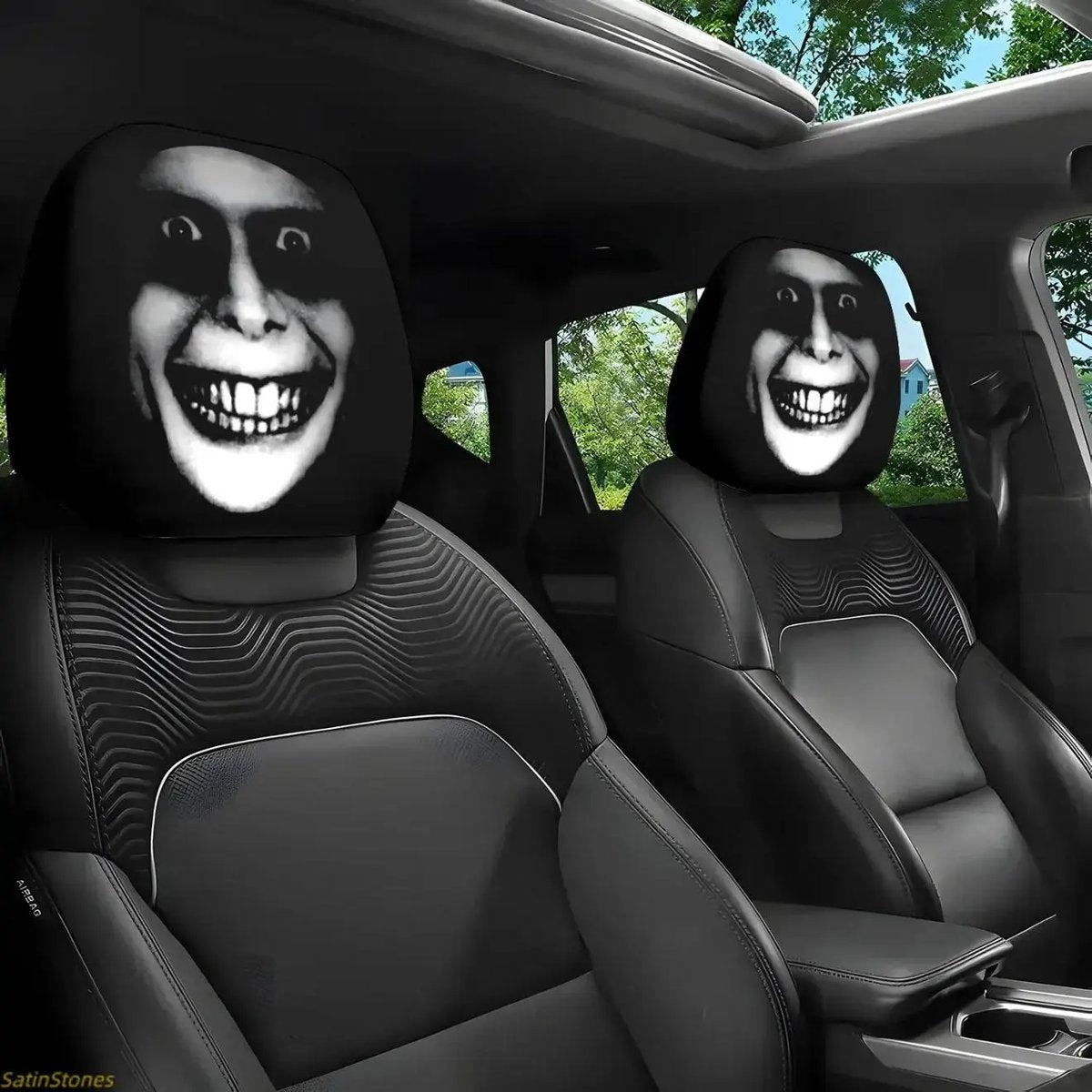 2pcs Red Devil's Eye Car Headrest Covers