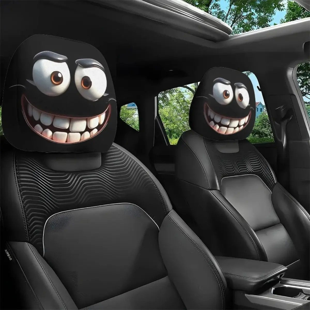 2pcs Red Devil's Eye Car Headrest Covers