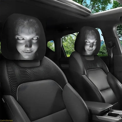 2pcs Red Devil's Eye Car Headrest Covers