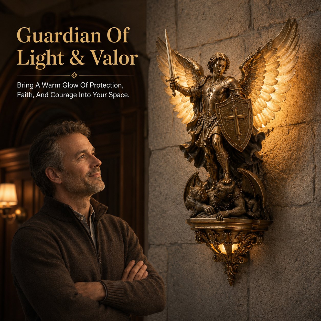 Archangel Michael Wall Lamp – Guardian Of Light & Valor