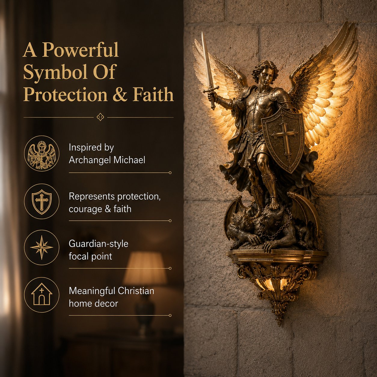 Archangel Michael Wall Lamp – Guardian Of Light & Valor