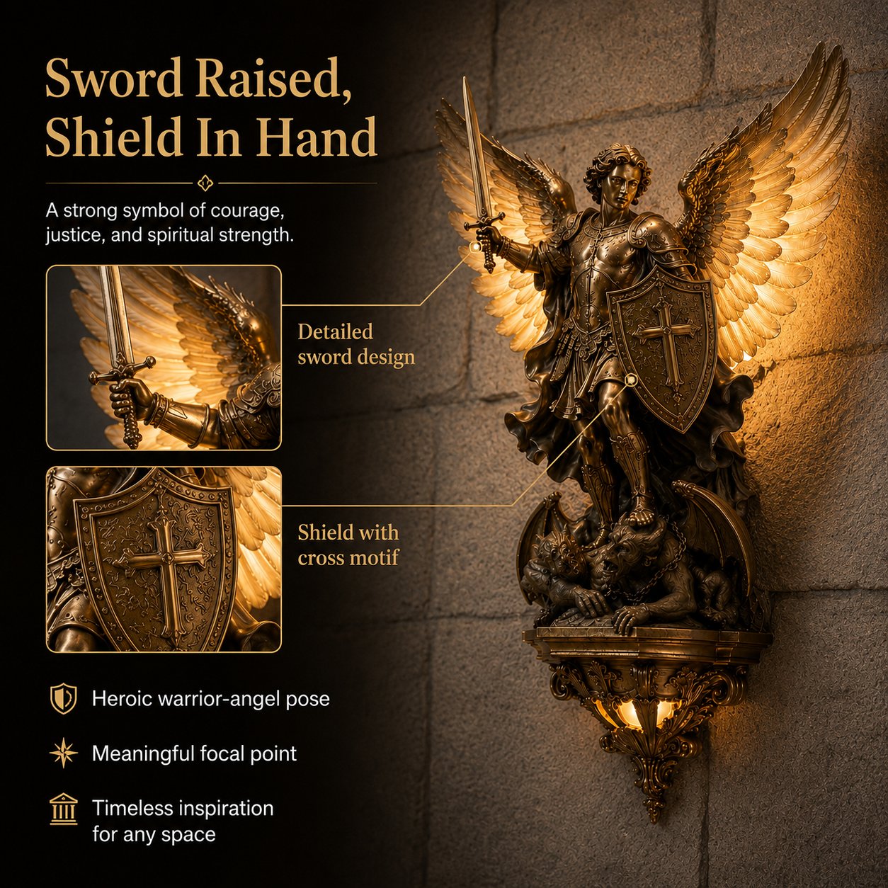 Archangel Michael Wall Lamp – Guardian Of Light & Valor