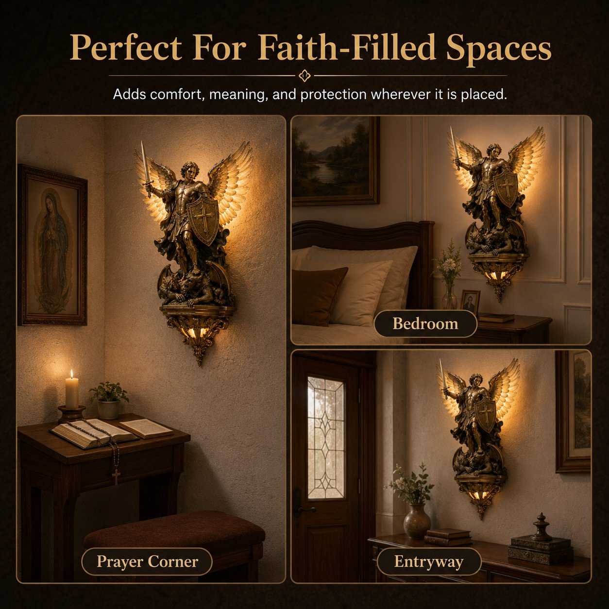 Archangel Michael Wall Lamp – Guardian Of Light & Valor