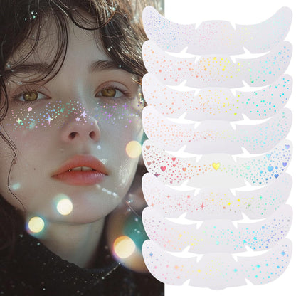 Holographic Multicolour Glitter Freckles Face Tattoos（8PCS）