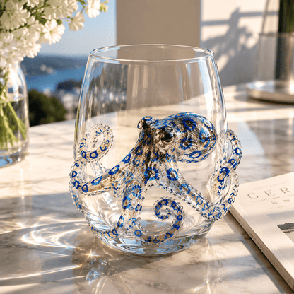🏆Limited Time Sale 49% OFF🌊🐙Artisanal Blue Ringed Octopus Glassware-Bring the Ocean to Your Glass