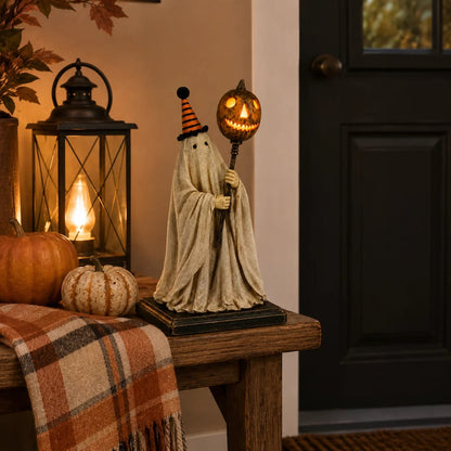 🏆Summerween Sale 49% OFF 👻🎃 Lighted Vintage Ghost Figurine with Glowing Pumpkin Staff