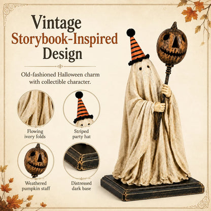 🏆Summerween Sale 49% OFF 👻🎃 Lighted Vintage Ghost Figurine with Glowing Pumpkin Staff