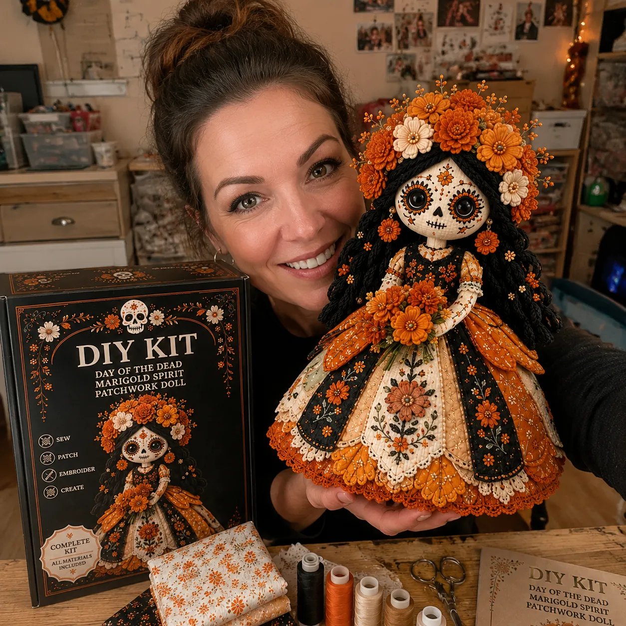 🔥50% Off Last Day - Day of the Dead Patchwork Doll DIY Kit