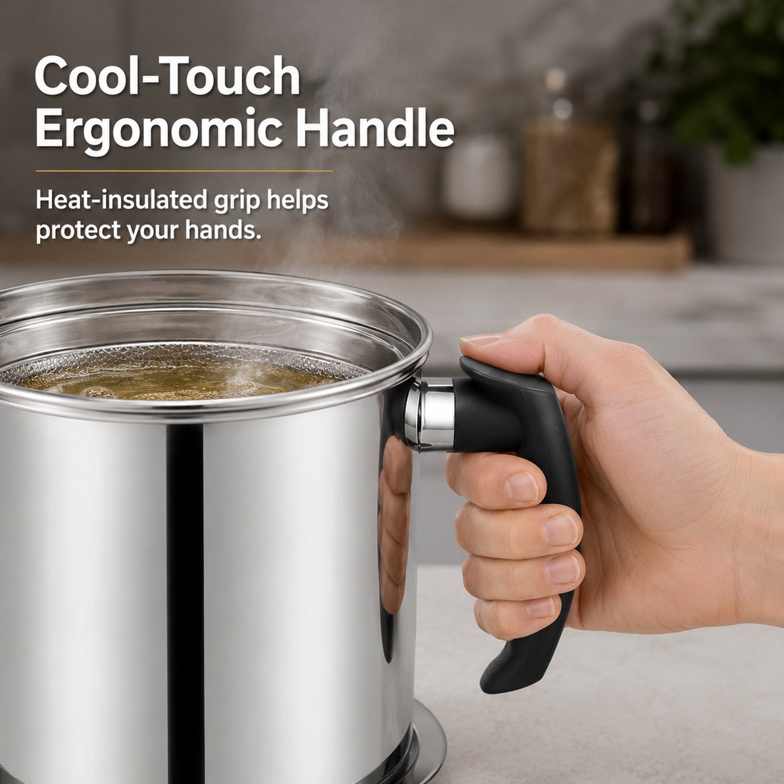 🍳 Premium 304 Stainless Steel Oil Strainer & Storage Jug