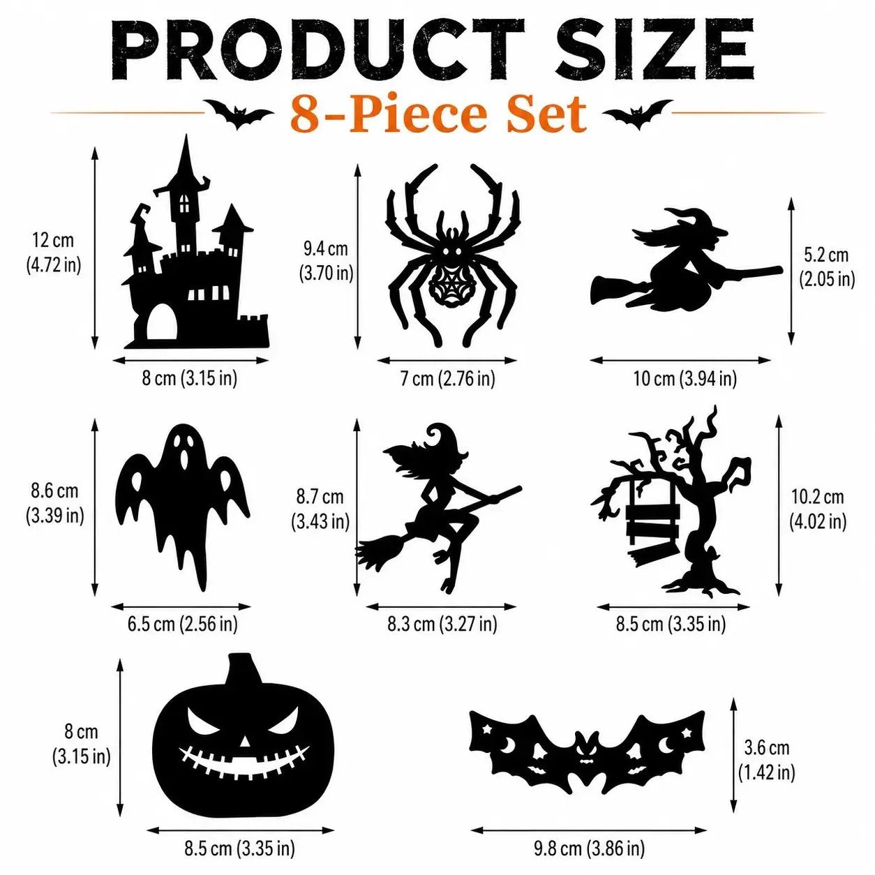 🔥49% OFF - 🎃8 Pack Halloween LED Silhouette Wall Light Stickers, Battery Powered Peel & Stick Decor Lights