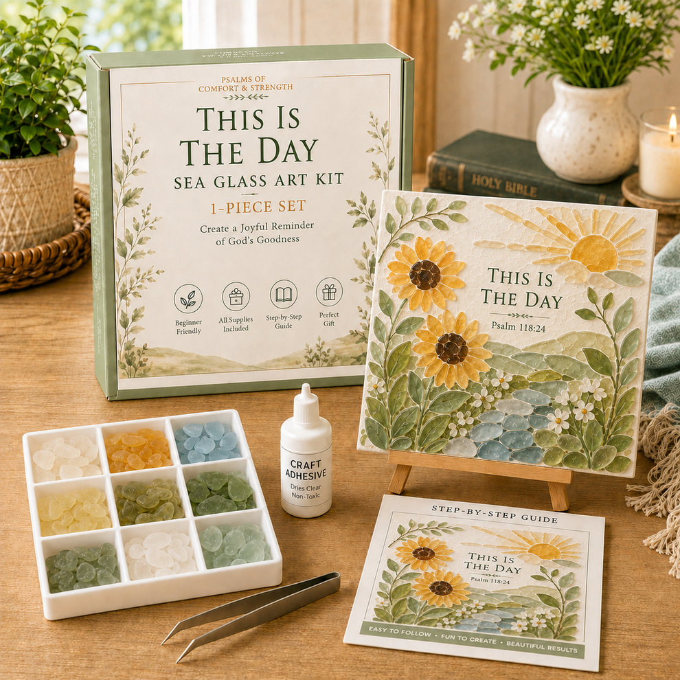 ✝️ Psalms of Comfort & Strength Sea Glass Art Kit — Add Any 3 Pcs To Cart🎉