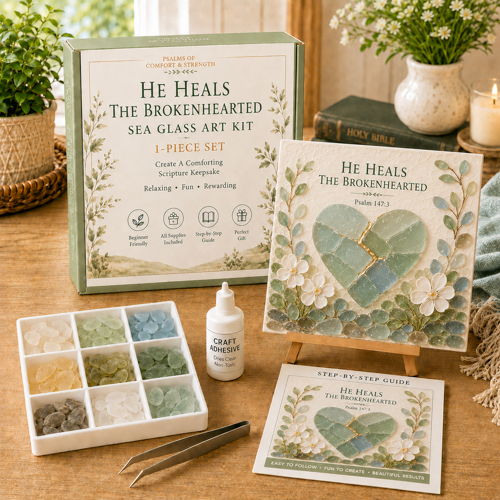 ✝️ Psalms of Comfort & Strength Sea Glass Art Kit — Add Any 3 Pcs To Cart🎉