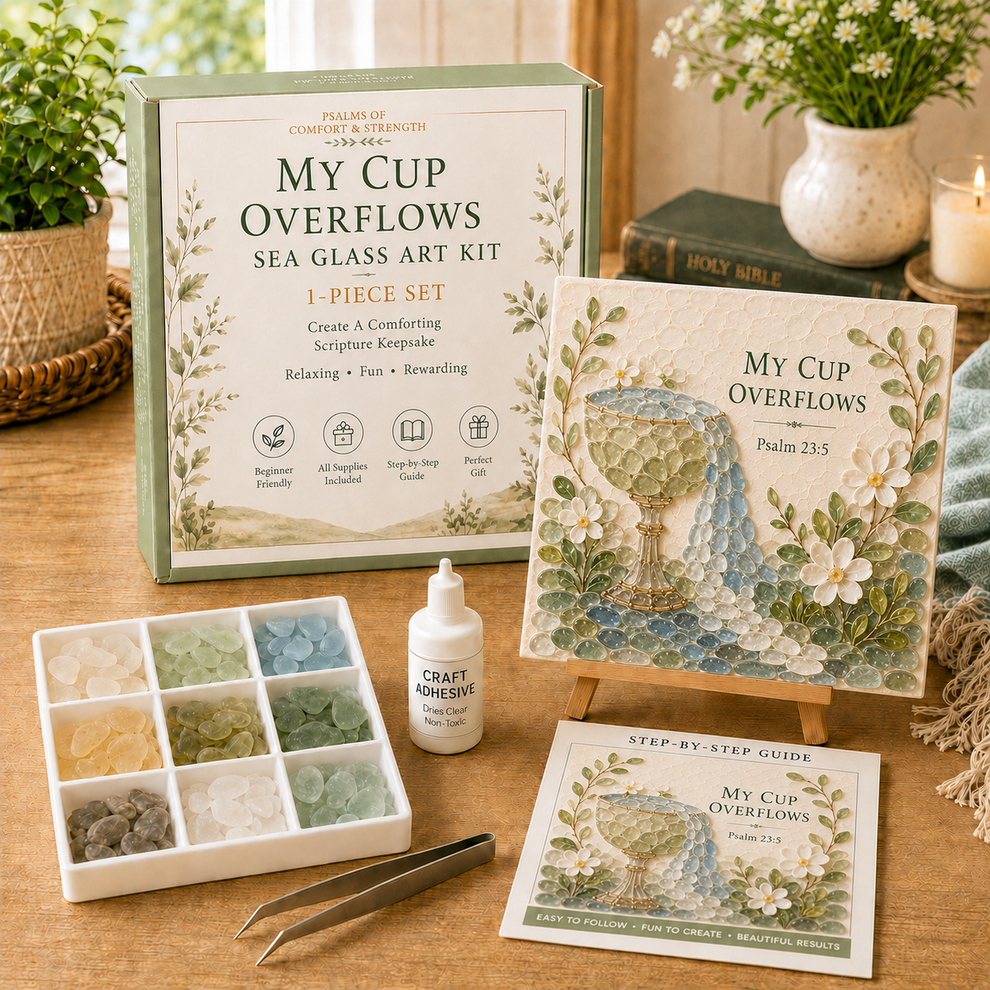✝️ Psalms of Comfort & Strength Sea Glass Art Kit — Add Any 3 Pcs To Cart🎉