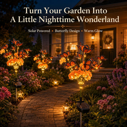 🦋 Solar Marigold Butterfly Garden Stake Light — Warm Outdoor Floral Decor