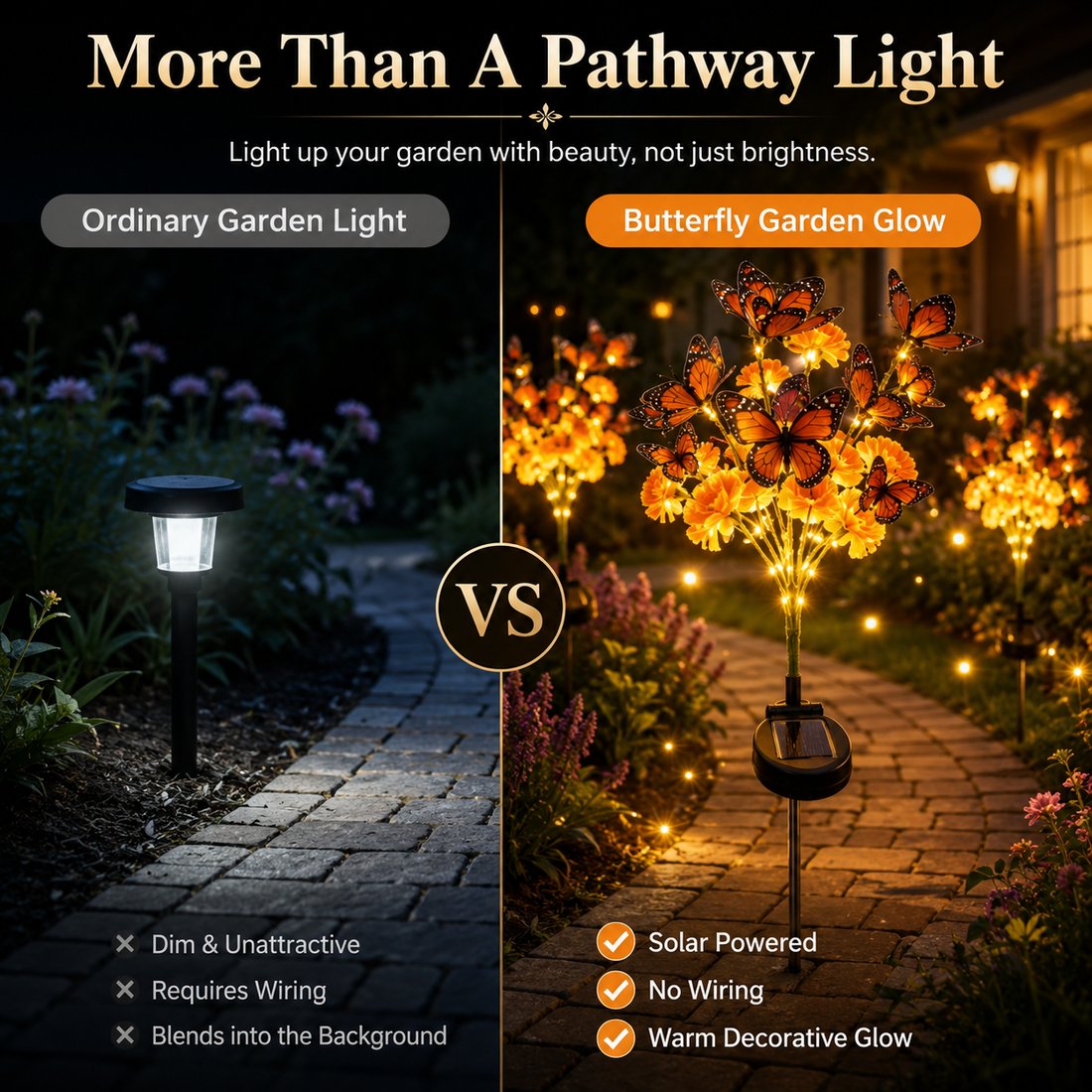 🦋 Solar Marigold Butterfly Garden Stake Light — Warm Outdoor Floral Decor
