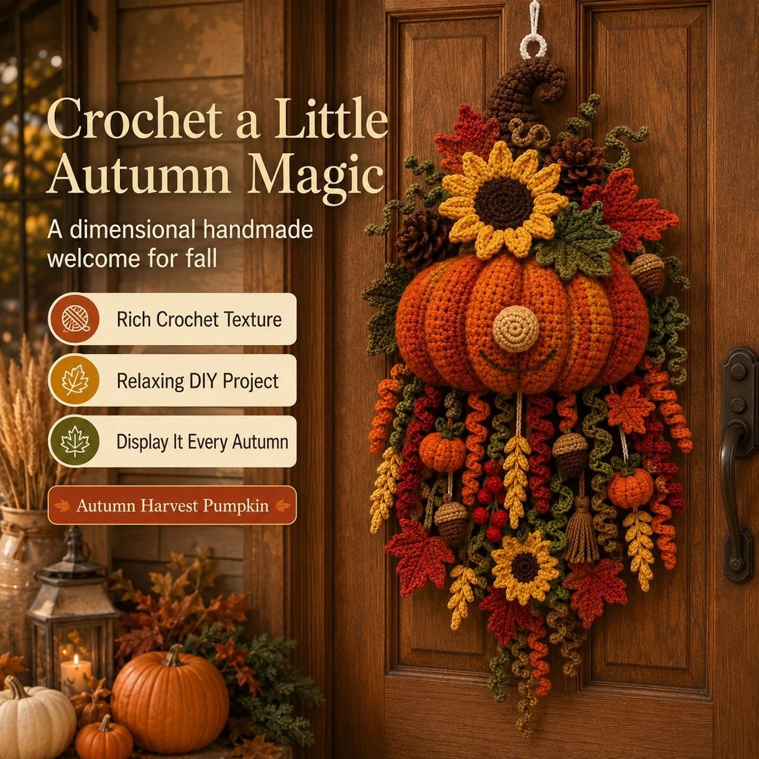 🧶 DIY Seasonal 3D Crochet Door Hanger Kit Collection | Coordinated Yarn, Filling, Accessories & Step-by-Step Instructions Included 💕