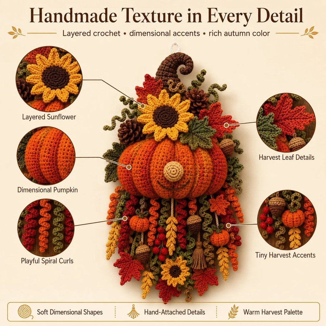 🧶 DIY Seasonal 3D Crochet Door Hanger Kit Collection | Coordinated Yarn, Filling, Accessories & Step-by-Step Instructions Included 💕