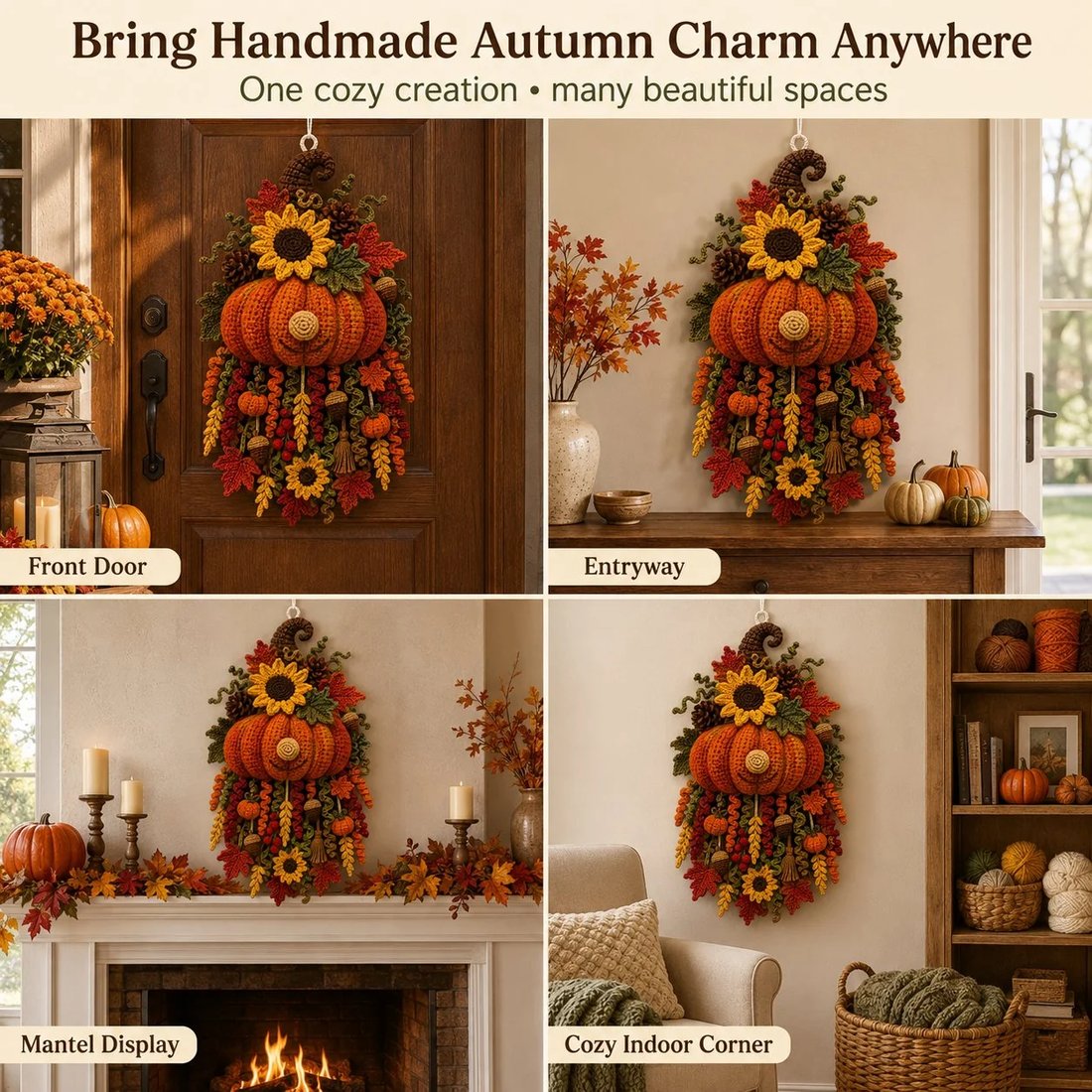 🧶 DIY Seasonal 3D Crochet Door Hanger Kit Collection | Coordinated Yarn, Filling, Accessories & Step-by-Step Instructions Included 💕