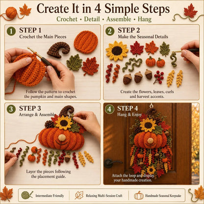 🧶 DIY Seasonal 3D Crochet Door Hanger Kit Collection | Coordinated Yarn, Filling, Accessories & Step-by-Step Instructions Included 💕