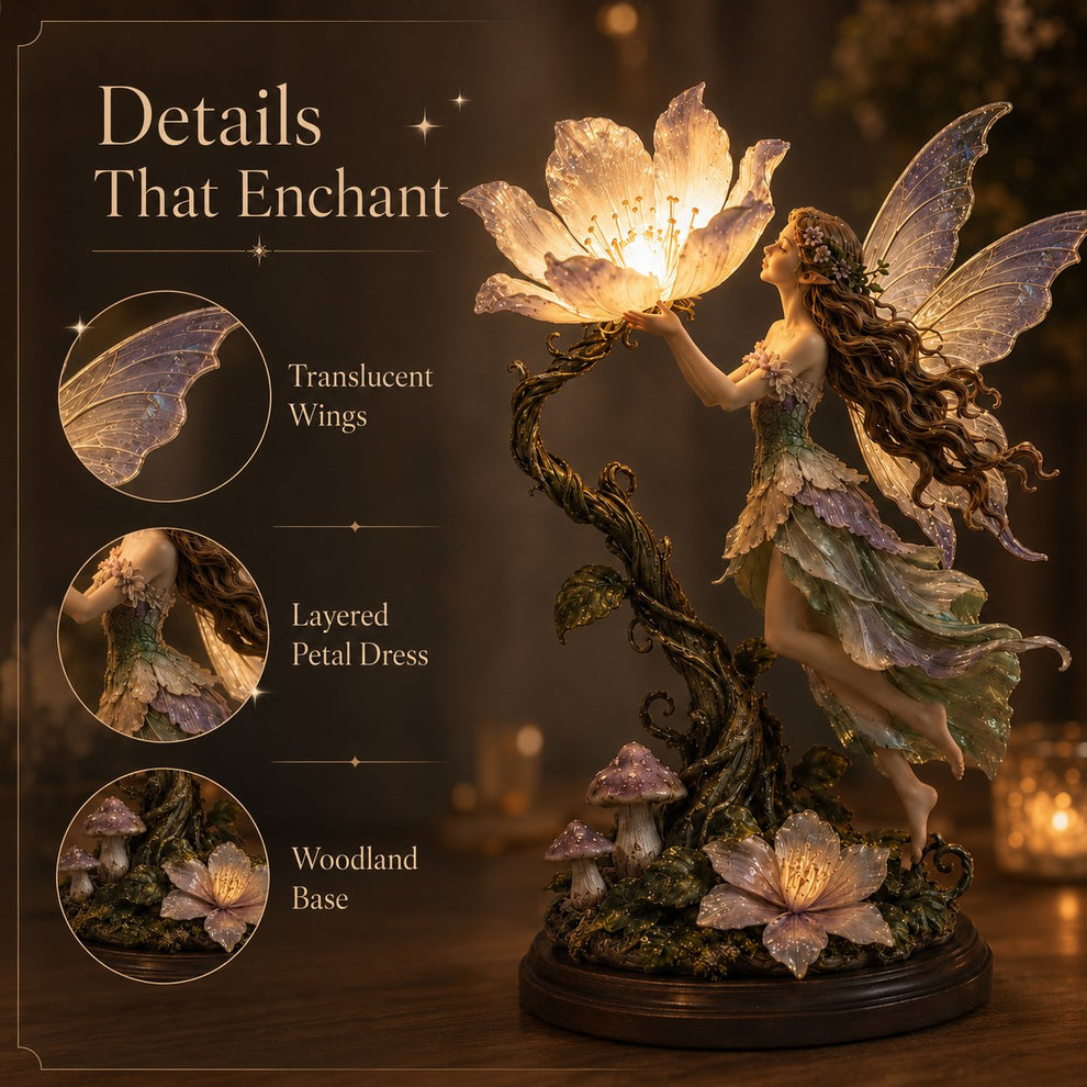 🧚Enchanted Fairy Flower Lamp – Illuminated Woodland Sculpture