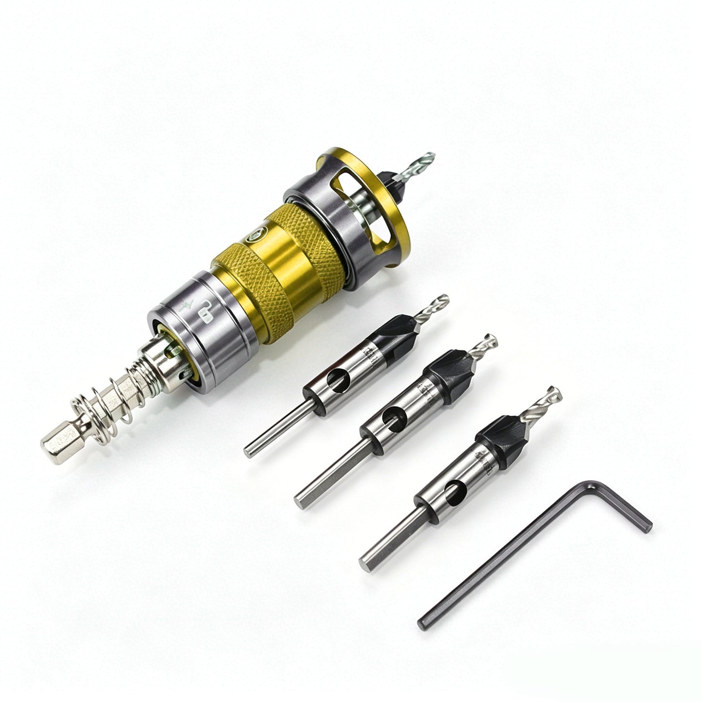 Quick Adjust Auto Lock Depth Stop Countersink Drill Bit Set for Woodworking