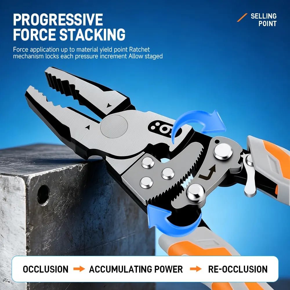 9-Inch Industrial Ratchet Self-Locking Pliers