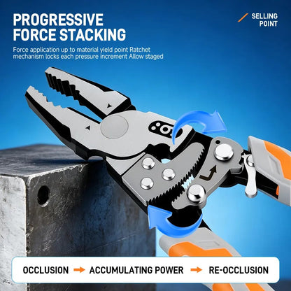 9-Inch Industrial Ratchet Self-Locking Pliers