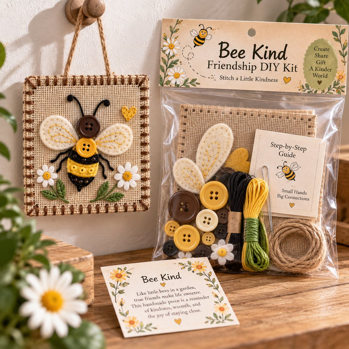 🧵Button Blessing Friendship DIY Kit – Handmade Hanging Keepsake Gift with Meaning Card