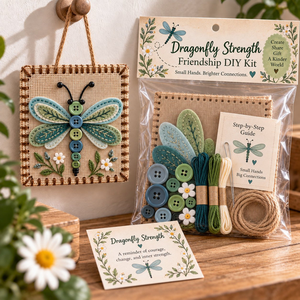 🧵Button Blessing Friendship DIY Kit – Handmade Hanging Keepsake Gift with Meaning Card