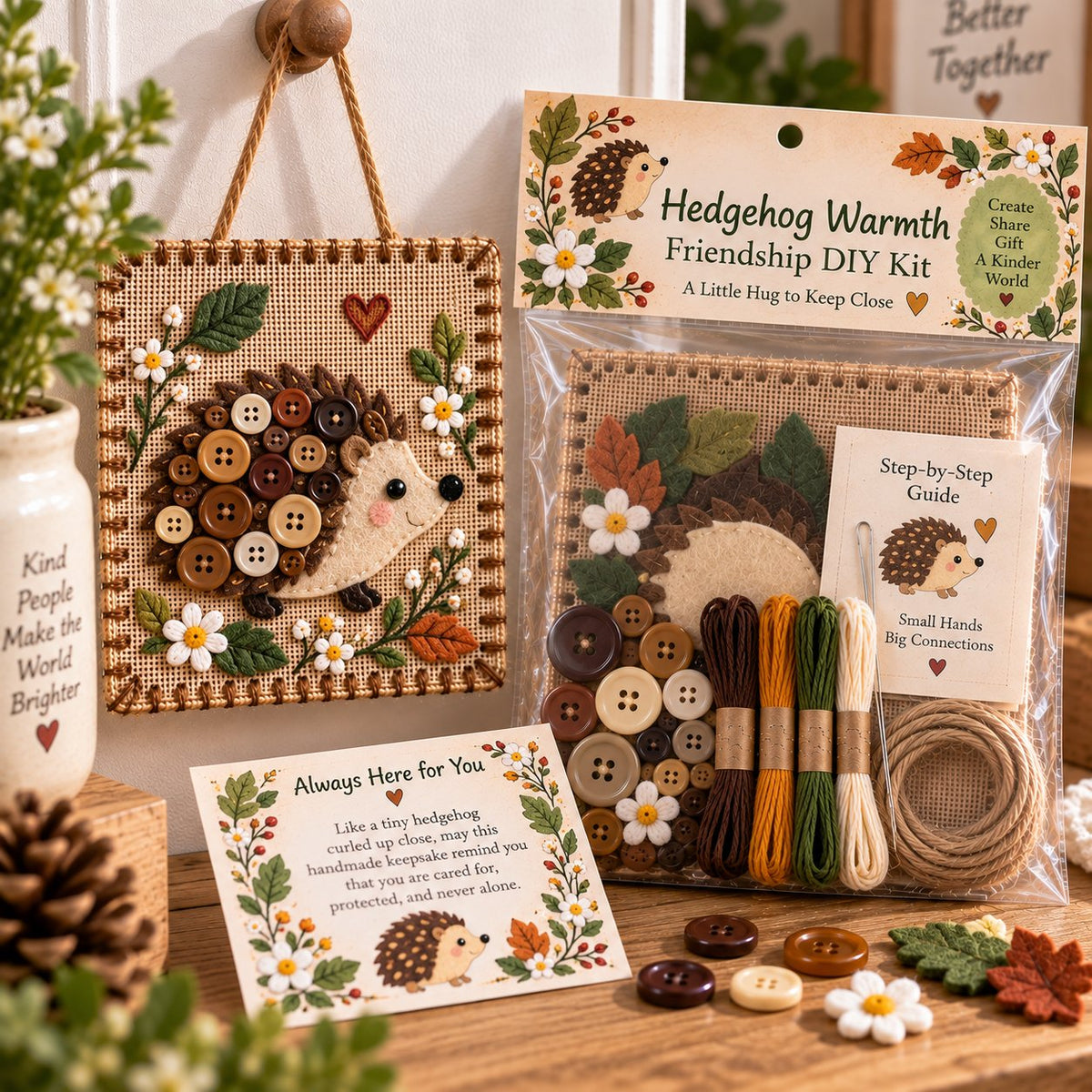 🧵Button Blessing Friendship DIY Kit – Handmade Hanging Keepsake Gift with Meaning Card