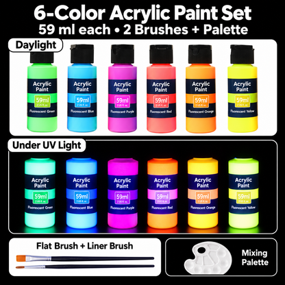 🎨 UV-Reactive Acrylic Paint Set✨
