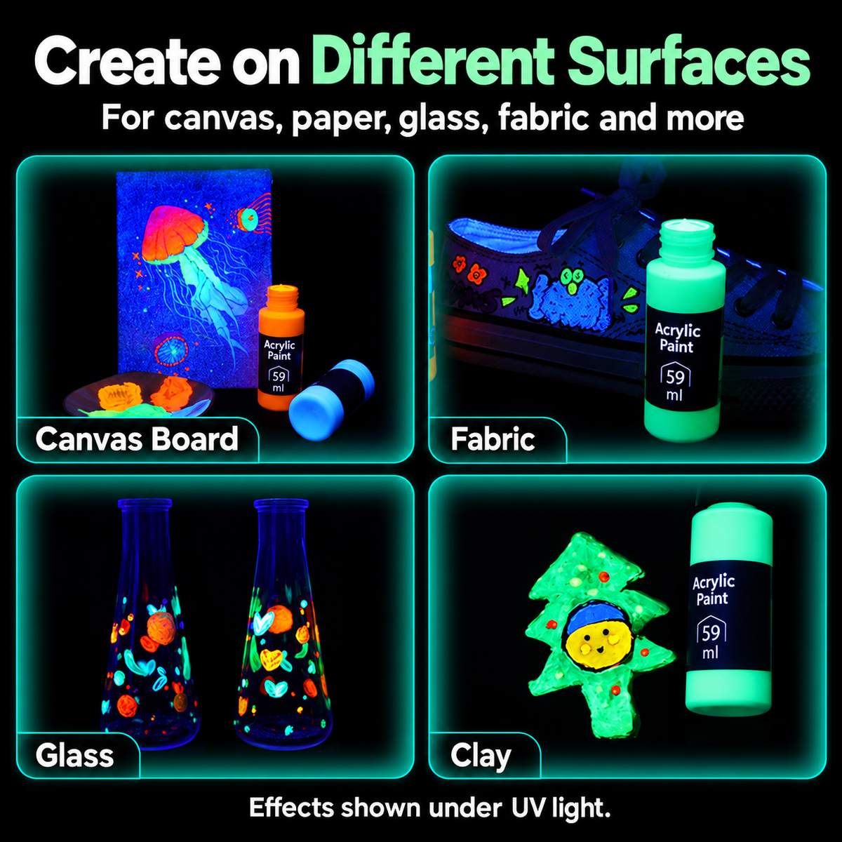 🎨 UV-Reactive Acrylic Paint Set✨