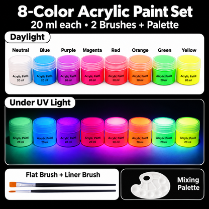 🎨 UV-Reactive Acrylic Paint Set✨
