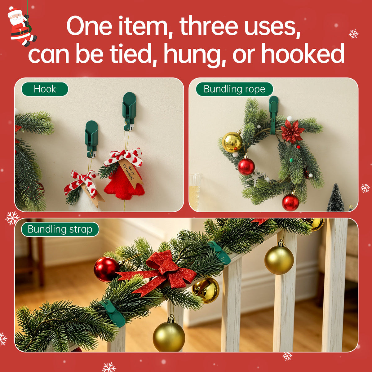 🎄Rugged, Durable, Versatile✨ 6PCS Christmas Silicone Garland Hangers